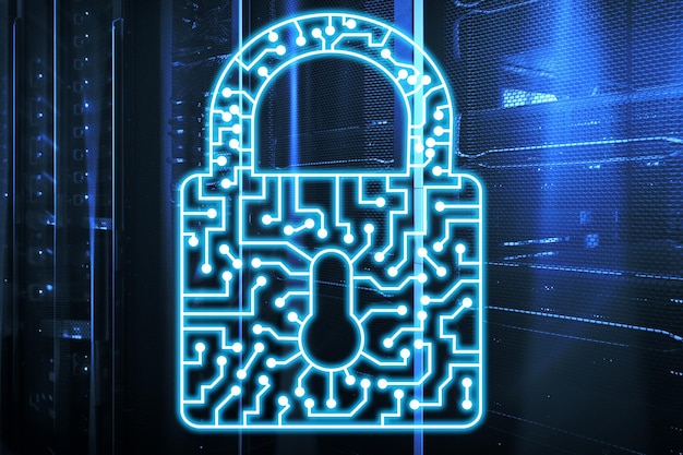 Cyber-Sicherheits-Sperre-Symbol Informationen Datenschutz Internet und Technologie-Konzept