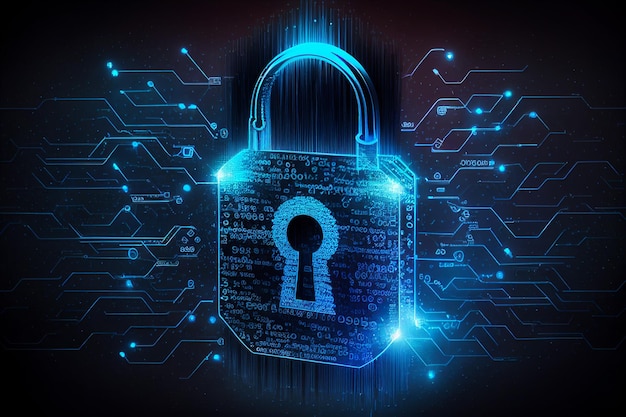 Cyber-Sicherheitskonzept Sperrsymbol und Schutz privater Informationen und Daten Firewall vor Hackerangriff generative KI