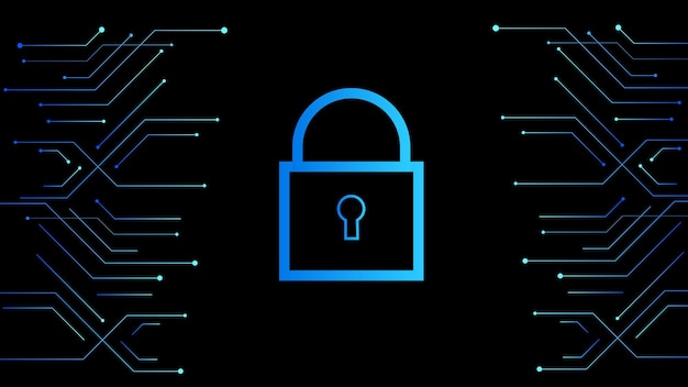 Cyber-Vorhängeschloss-Symbol für Sicherheitssystem Digitaler Datenschutz Cyber-Sicherheit Vorhängeschloss-Symbol Illustration Hintergrund
