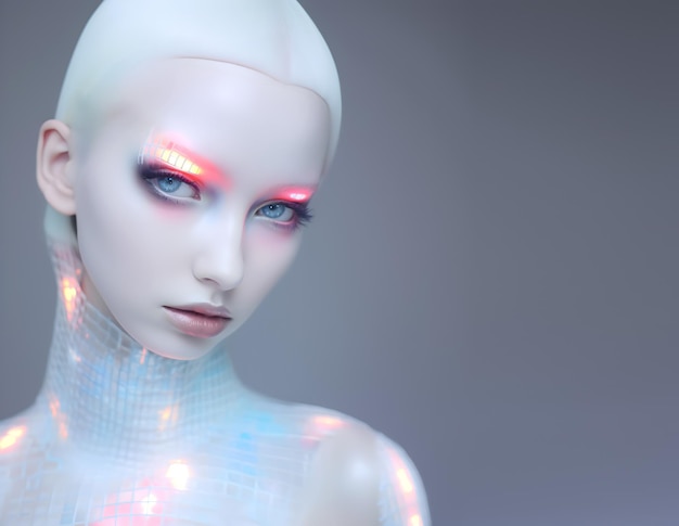 Cybergotische weiße futuristische Frau