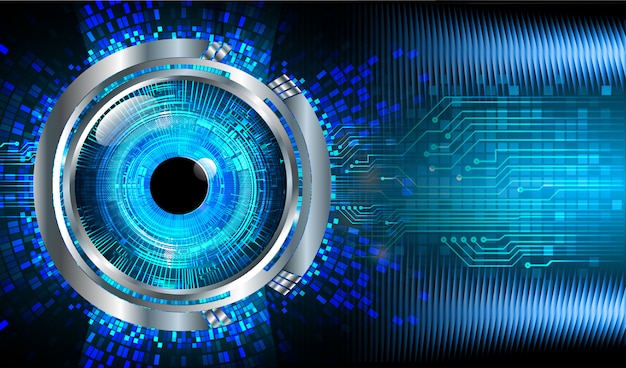 Cyberkreis-Zukunftstechnologie-Konzepthintergrund des blauen Auges