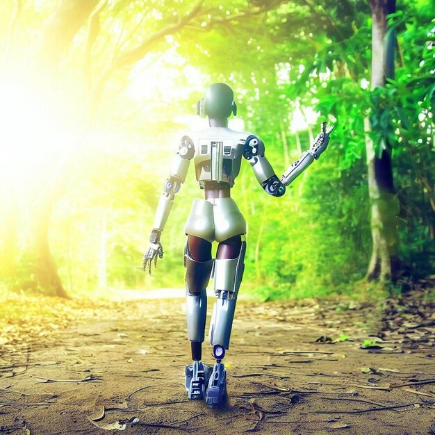 Cybernetic Wanderlust El enigmático viaje de una mujer cyborg en el bosque