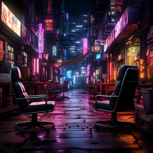 Cyberpunk Alley Neon Lit Alleyway Backdrop Cyberpunk City Ba Design criativo Livestream Background