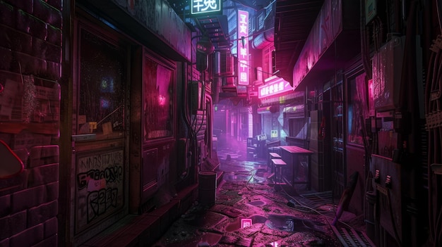 Cyberpunk Alleyway Nachtleben