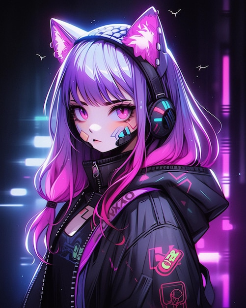 Cyberpunk-Anime-Mädchen-Illustration