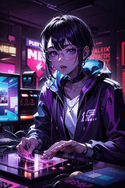 Cyberpunk-Anime-Mädchen
