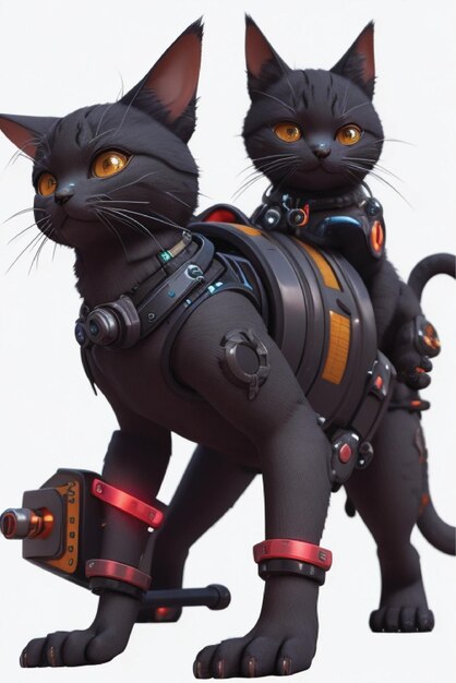 Cyberpunk bonito gato mecânico ai