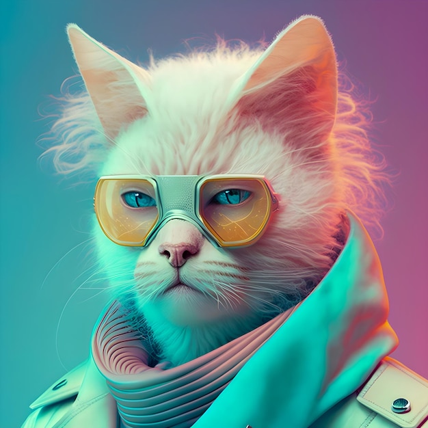 Cyberpunk Cat retrata animais antropomórficos engraçados