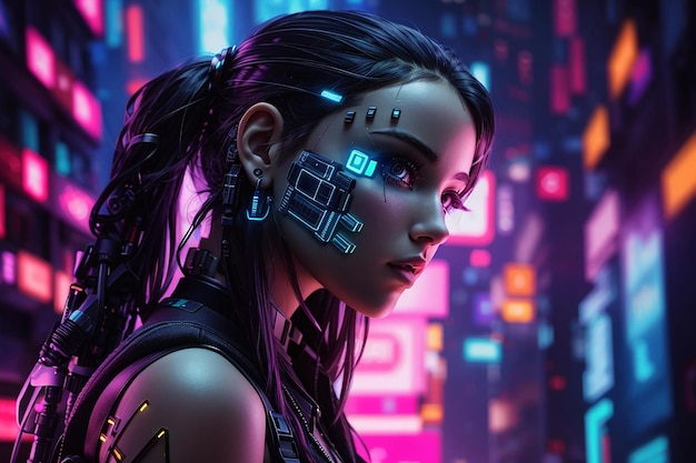 cyberpunk chica mujer neon antecedentes