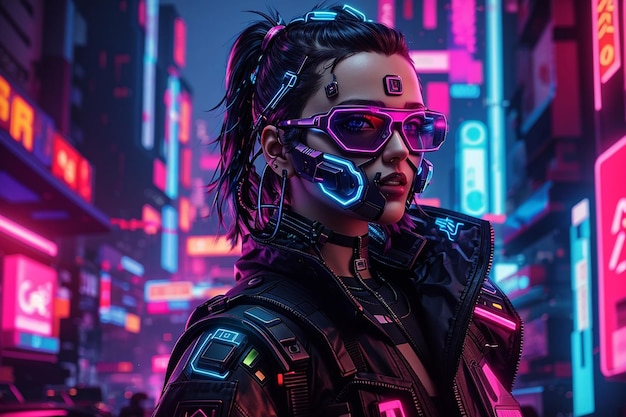 cyberpunk chica mujer neon antecedentes