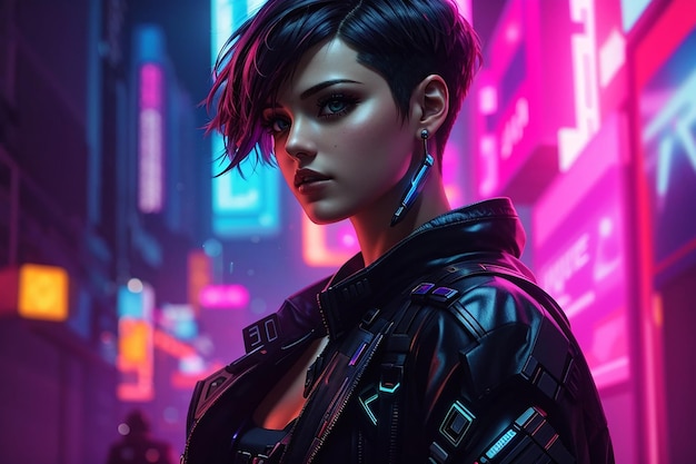 cyberpunk chica mujer neon antecedentes