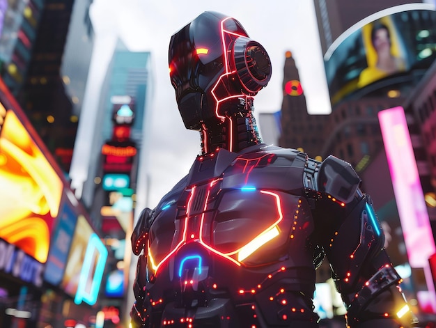 Cyberpunk-Cyborg-Neon-LED-Technologie-verbesserter Mensch