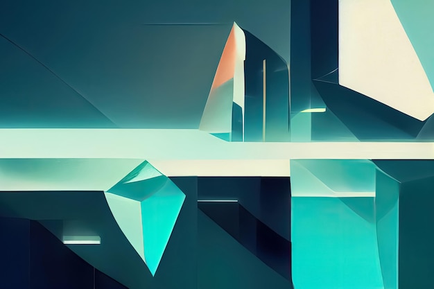 Cyberpunk dynamische Scifi-Technologie abstrakter minimaler geometrischer trendiger Hintergrund 3D digitale Illustration