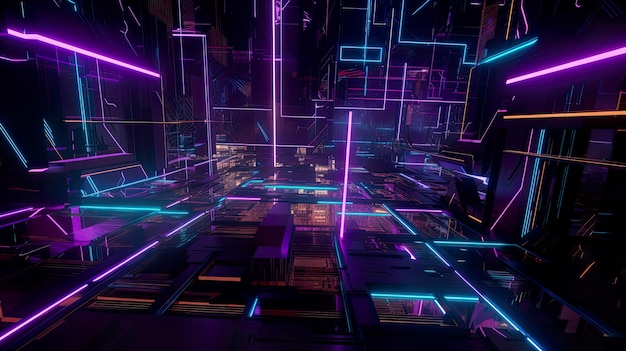 Cyberpunk fondo magenta violeta púrpura metálico tecnológico telón de fondo AI generativo