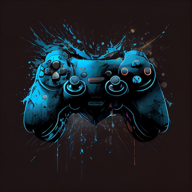 Cyberpunk-Gaming-Controller-Gamepad-Joystick-Illustration