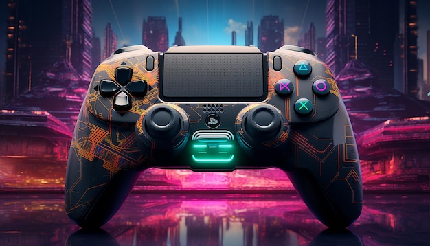 Cyberpunk-Gaming-Controller-Gamepad-Joystick-Illustration