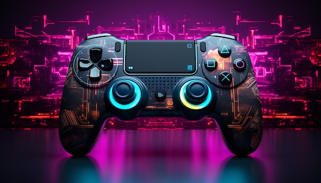 Cyberpunk-Gaming-Controller-Gamepad-Joystick-Illustration