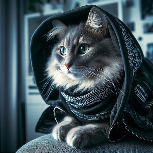 Foto cyberpunk gato generativo ai