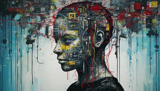 Cyberpunk-Graffiti-Kunst im Stil von Banksy