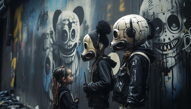 Cyberpunk-Graffiti-Kunst im Stil von Banksy