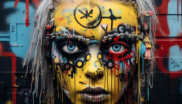 Foto cyberpunk-graffiti-kunst im stil von banksy