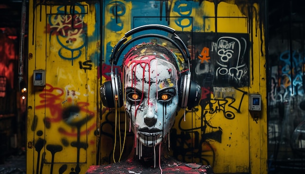 Cyberpunk-Graffiti-Kunst im Stil von Banksy