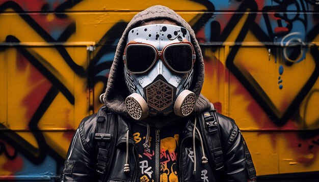 Cyberpunk-Graffiti-Kunst im Stil von Banksy