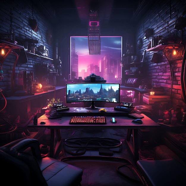 Cyberpunk-Hacker Den Dark Cyberpunk-Farbthema Computer Se Kreativer Live-Stream Hintergrundidee