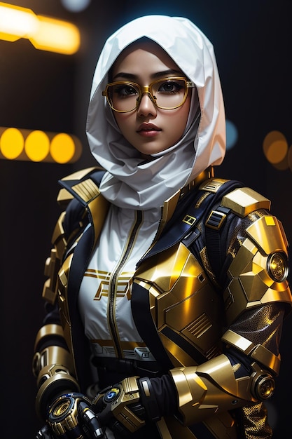 cyberpunk hijab niña futuretech musulmán i