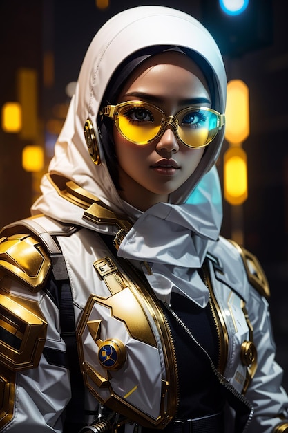 cyberpunk hijab niña futuretech musulmán i