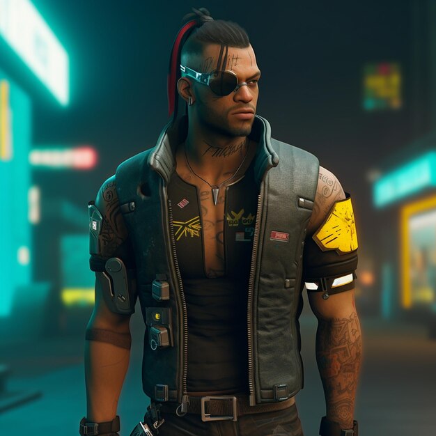 Cyberpunk hiper-realista uma ilustração animada de personagens masculinos