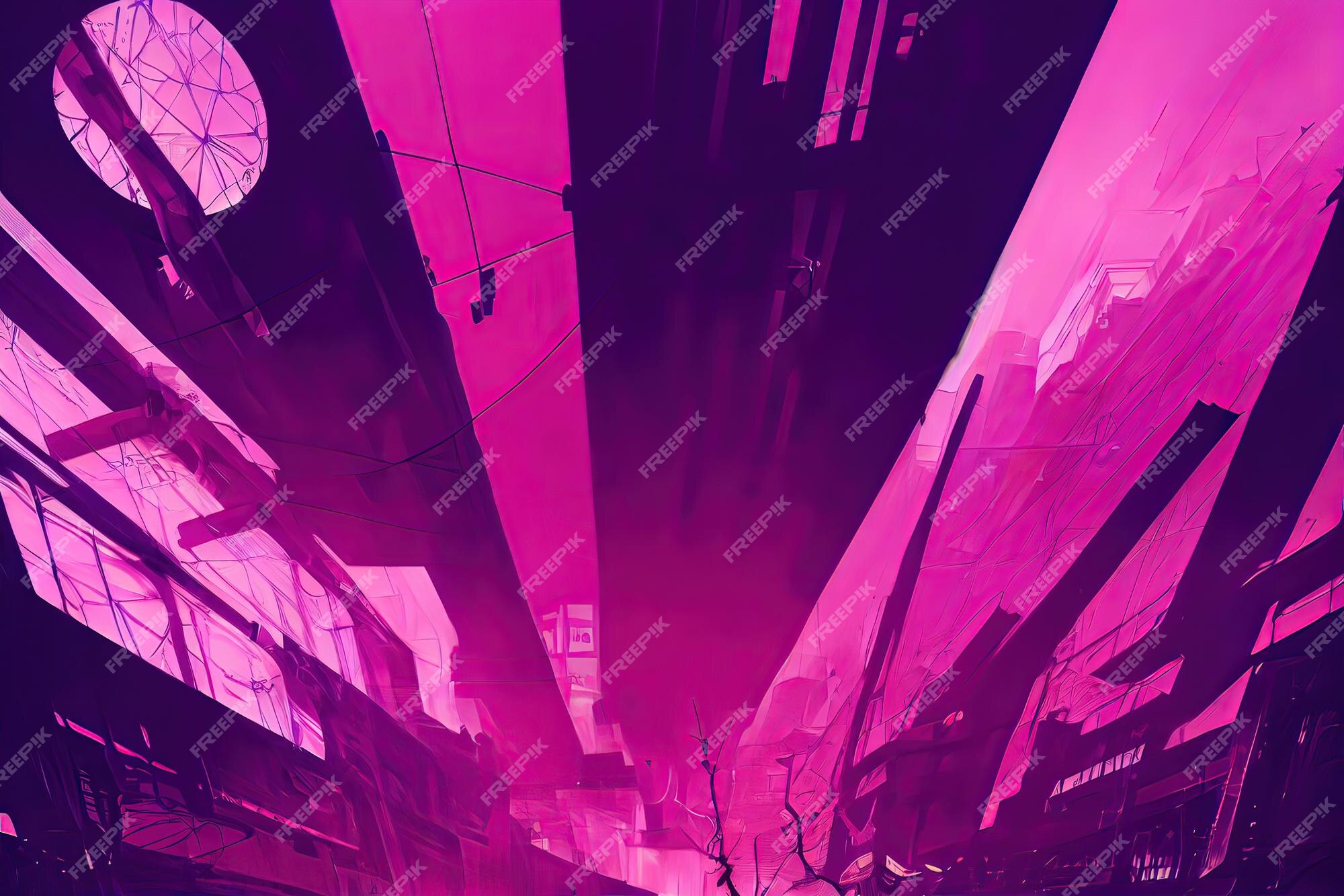 Cyberpunk industrial abstract future wallpaper conceito futurista noite  rosa paisagem urbana ilustração 3d