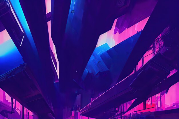 Cyberpunk industrial abstract future wallpaper conceito futurista noite  rosa paisagem urbana ilustração 3d