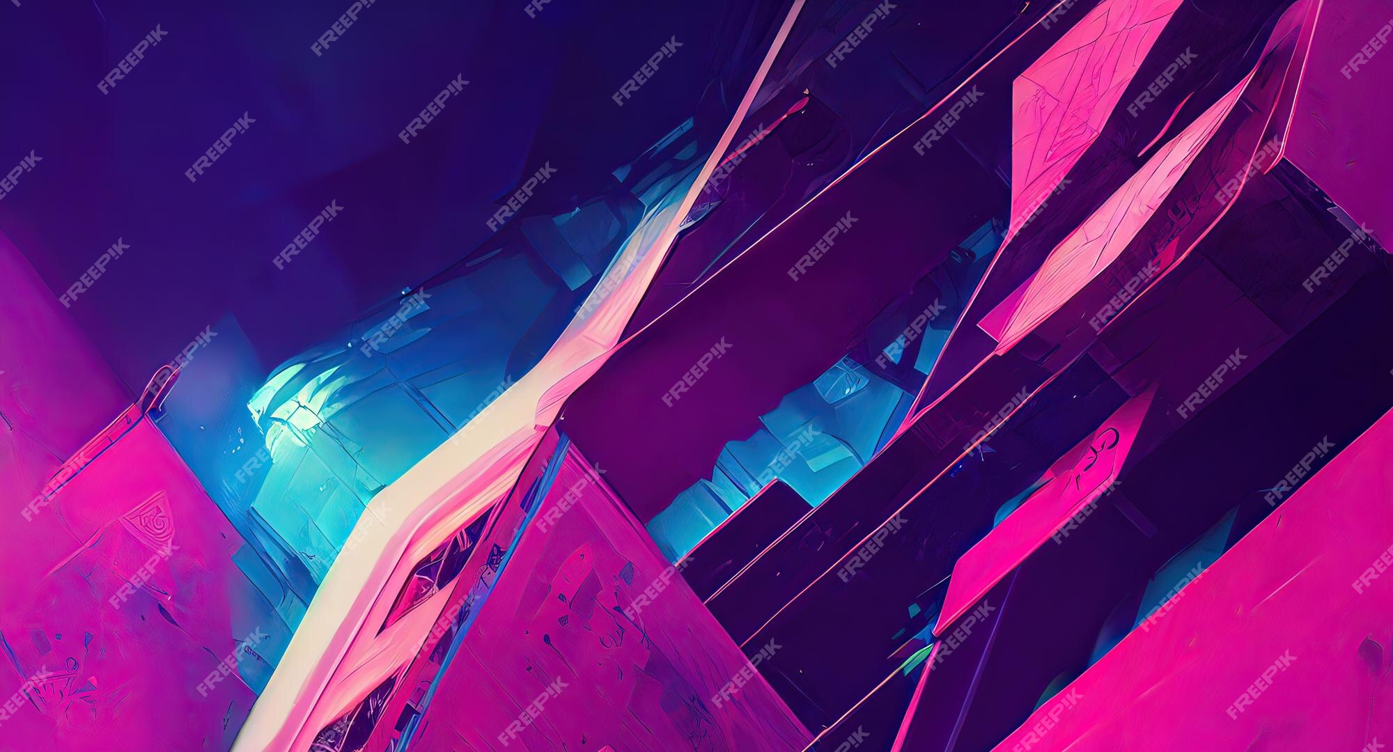 Cyberpunk industrial abstract future wallpaper conceito futurista noite  rosa paisagem urbana ilustração 3d