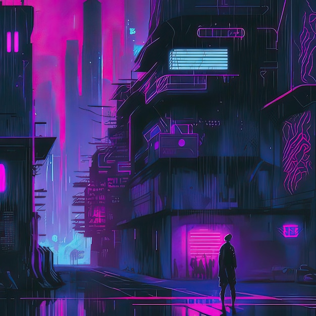 Cyberpunk industrial abstract future wallpaper conceito futurista noite  rosa paisagem urbana ilustração 3d