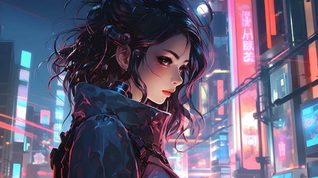 Cyberpunk-Mädchen-Anime