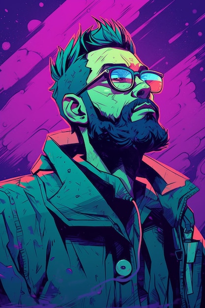 Cyberpunk-Mann-Hintergrundbild