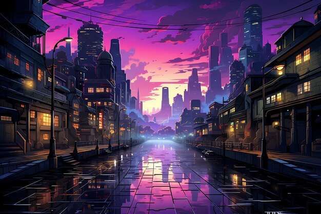 Foto cyberpunk megacity mergulhe nas ruas neonlit de um spraw digital concept art landscape concept