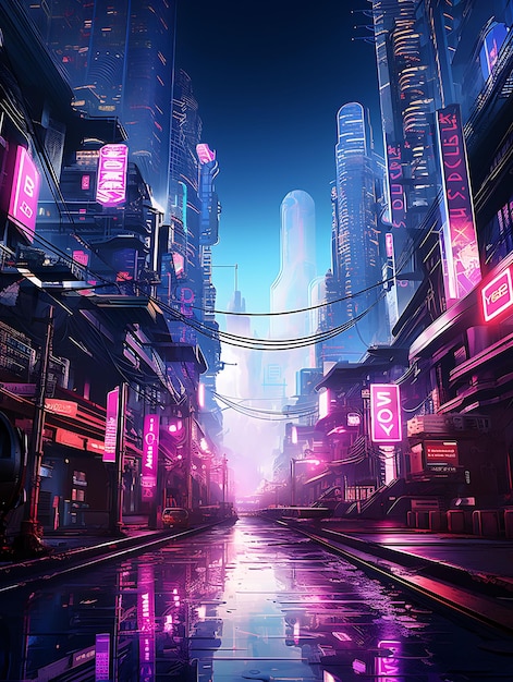 Cyberpunk Megacity Sumérgete en las profundidades de un concepto de paisaje de arte digital Cyberpunk Megac