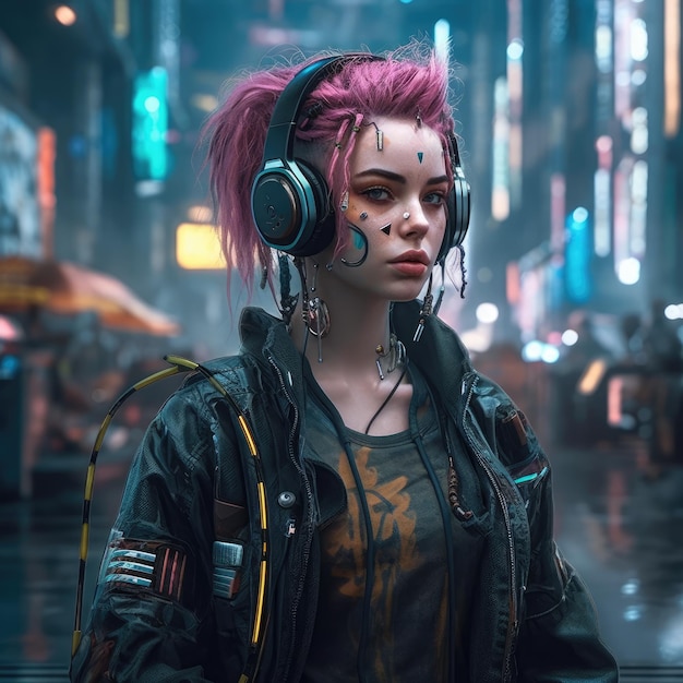 Foto cyberpunk-modifiziertes mädchen