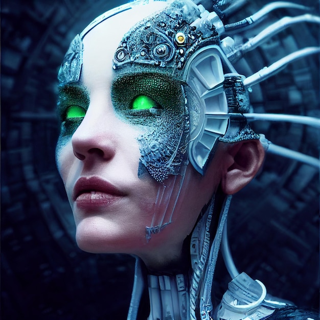 Cyberpunk mujer retrato estilo neón futurista