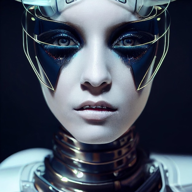 Cyberpunk mujer retrato estilo neón futurista