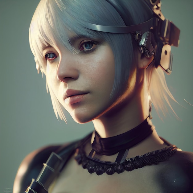 Cyberpunk mujer retrato estilo neón futurista