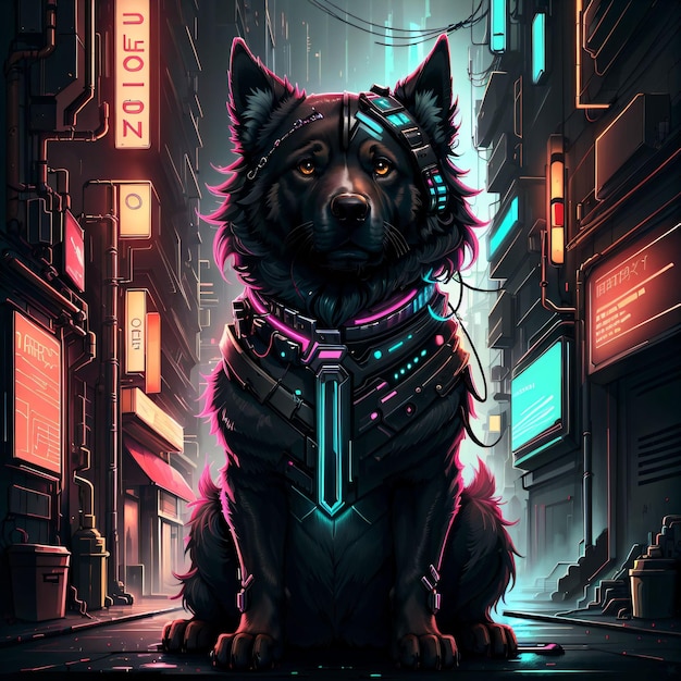 Cyberpunk-Neonhund