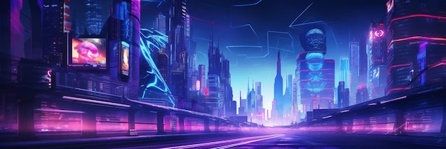 Cyberpunk-Stadt-Nachtansicht futuristische Stadt-Neon