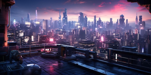 Cyberpunk-Stadtlandschaft