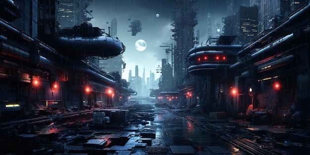 Cyberpunk-Stadtlandschaft