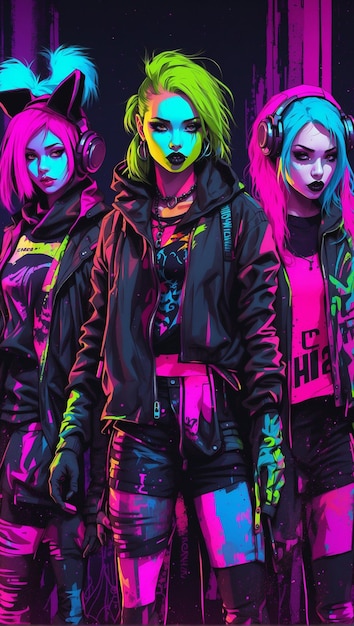 Cyberpunk-Stil-Mädchen-Illustration