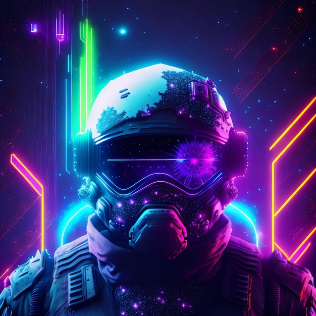 Foto cyberpunk-stil mit neonlicht-metaverse-technologiedesign für tapeten oder hintergrundbanner