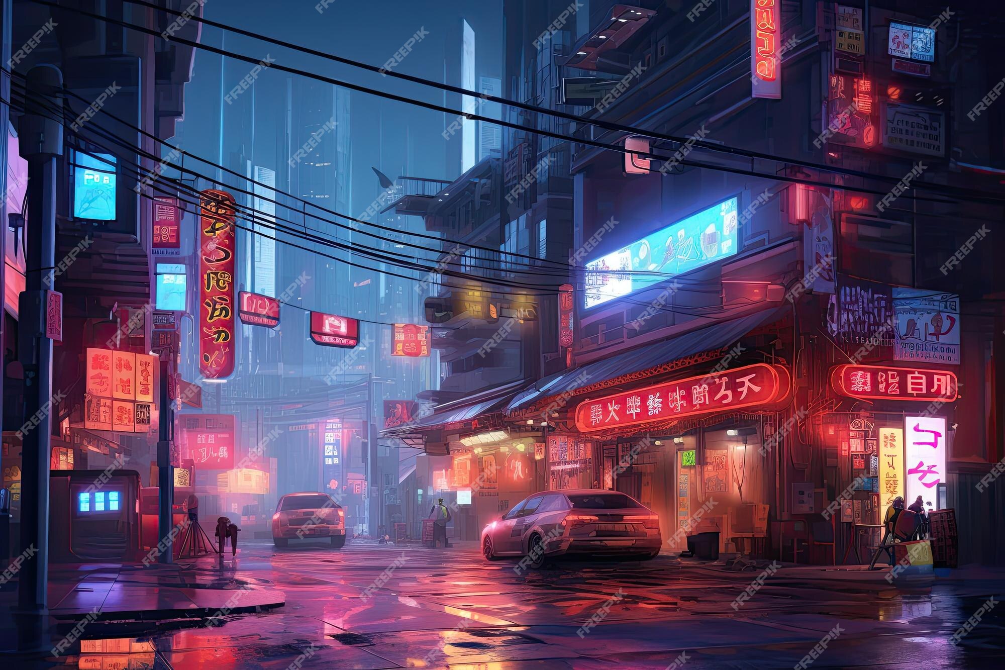 Cyberpunk street 2d fundo do jogo para celular ambiente da cidade